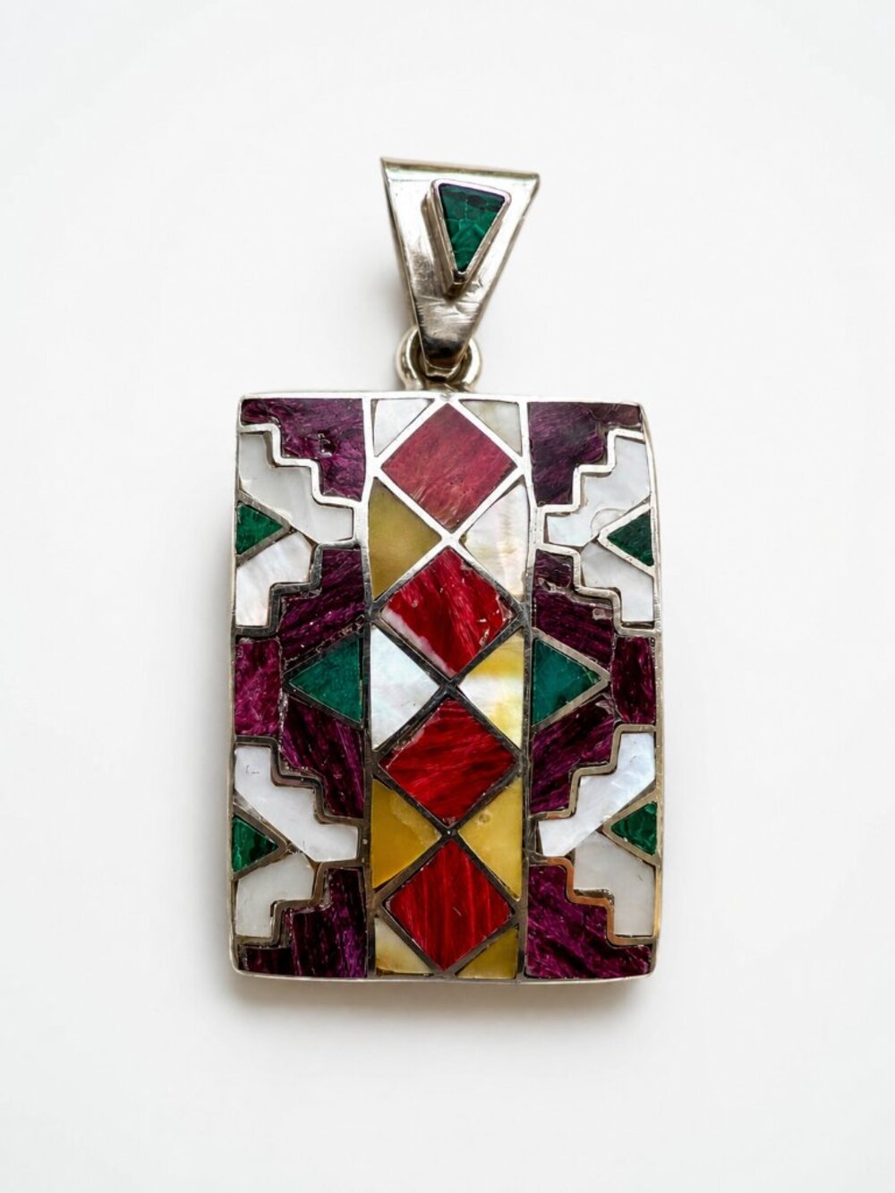 Handmade Peru 950 Sterling Silver Mosaic Pendant